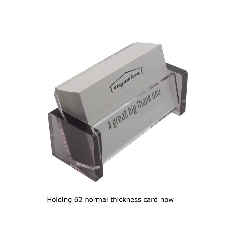 enyuwlcm Acrylic Desktop Business Card Holder Display for Desk Elegant Business Card Stand for Office Grey/Clear with One Non-Slip Mat (Sticky) - Image 3